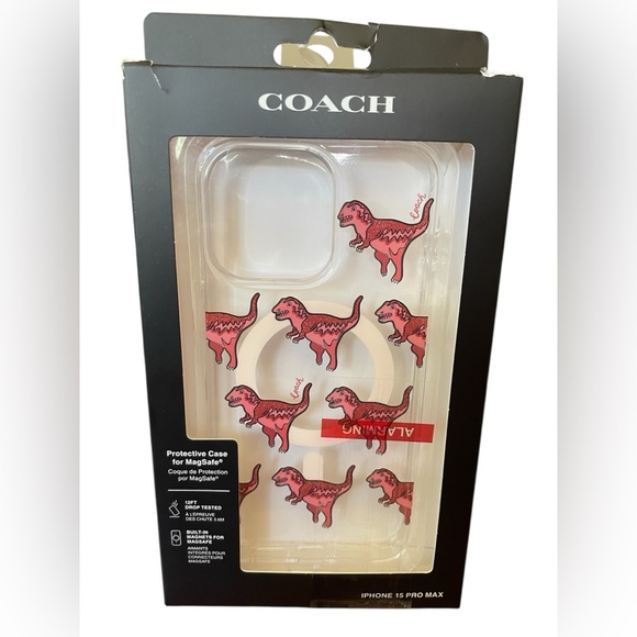 Coach Rexy Glitter Dinosaur iPhone 15 PRO MAX MagSafe Phone Case NEW - Picture 1 of 6